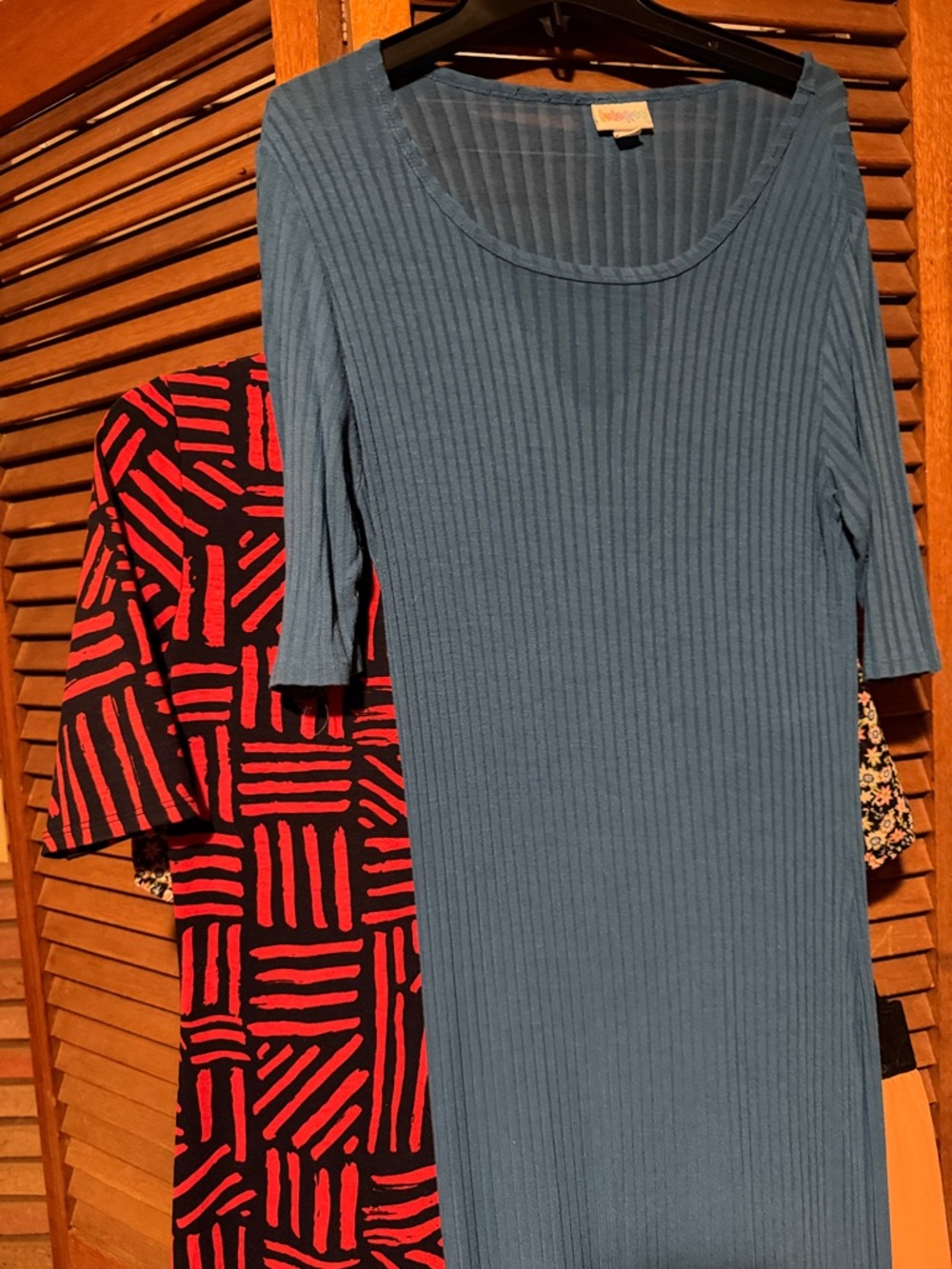 Blue Ribbed Julia Women's Dress - LuLaRoe